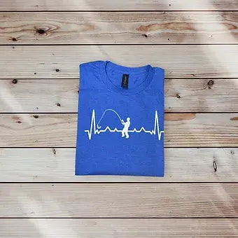 Fishing Heartbeat T Shirt image 0
