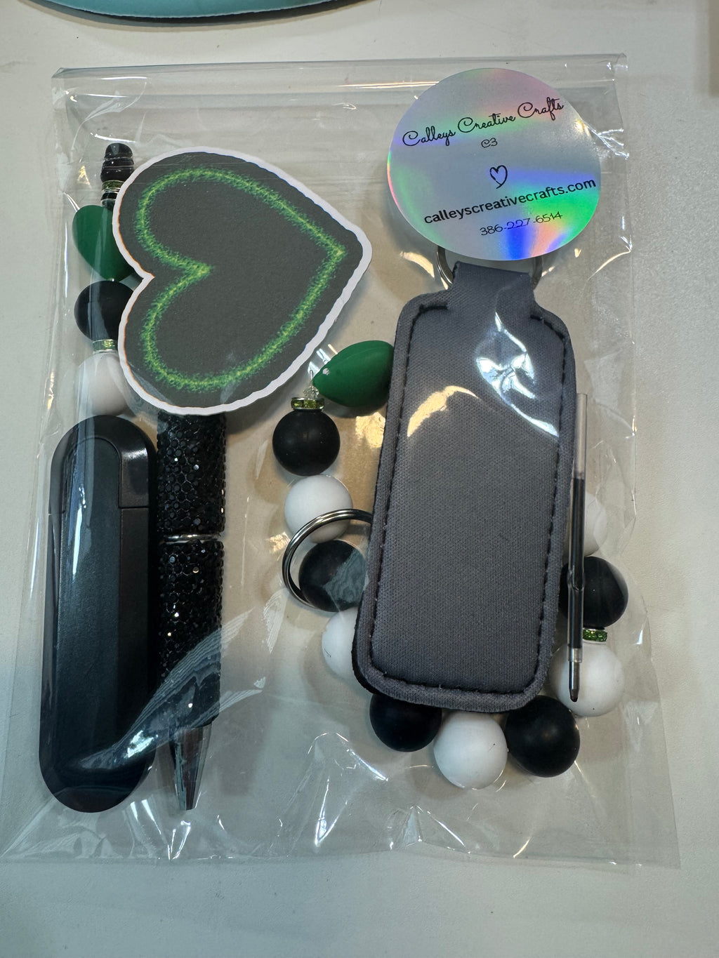 Black, Green, White Heart Themed Kit image 1