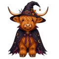 Halloween Hilander Cow as a witch