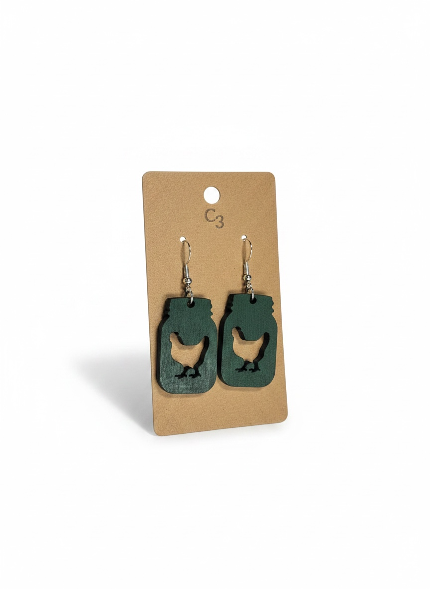 Mason Jar Chicken Earrings
