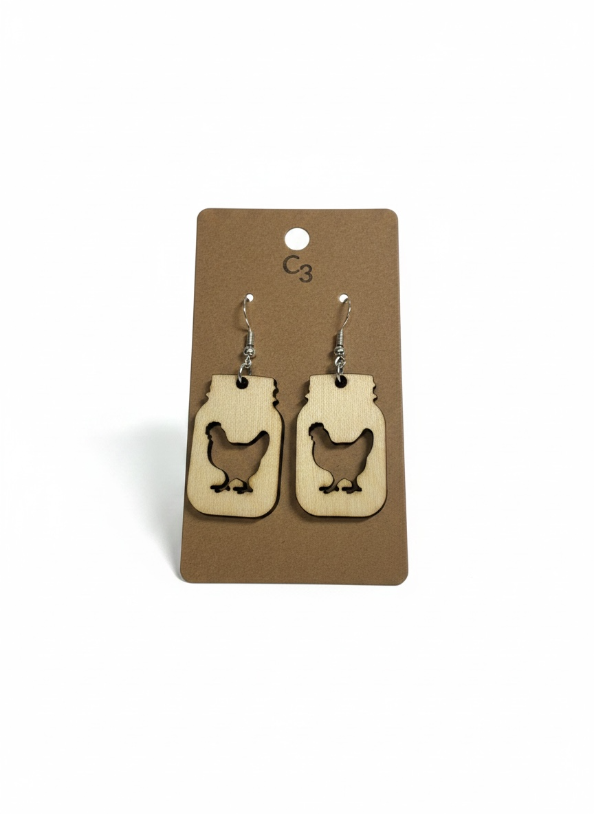 Mason Jar Chicken Earrings