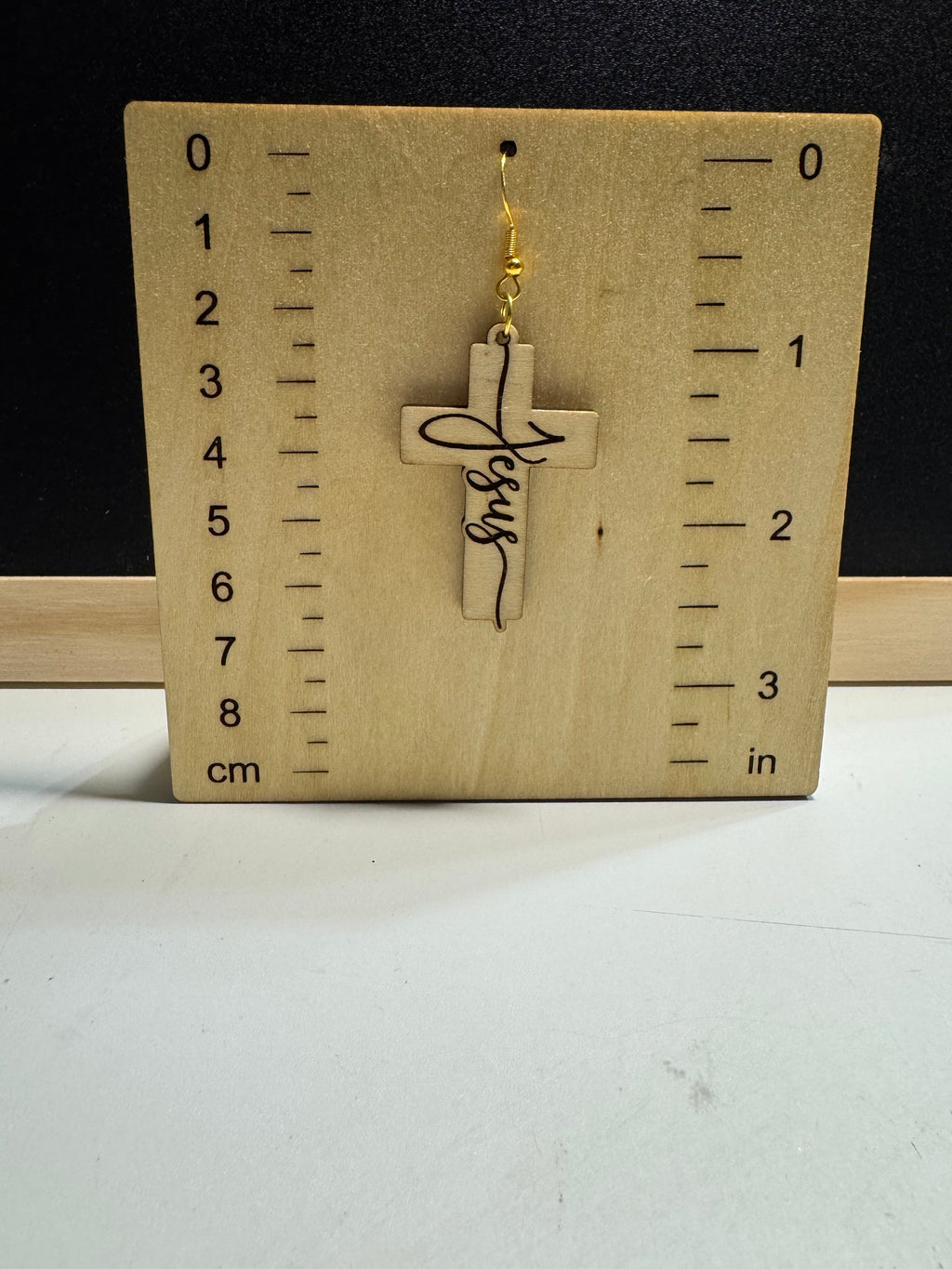 Cross Earrings with Jesus engraved image 1