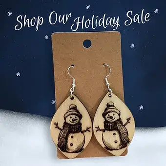 Teardrop stick snowman earrings image 0