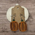 Fall/Halloween Wood Pumpkin Earrings image 0